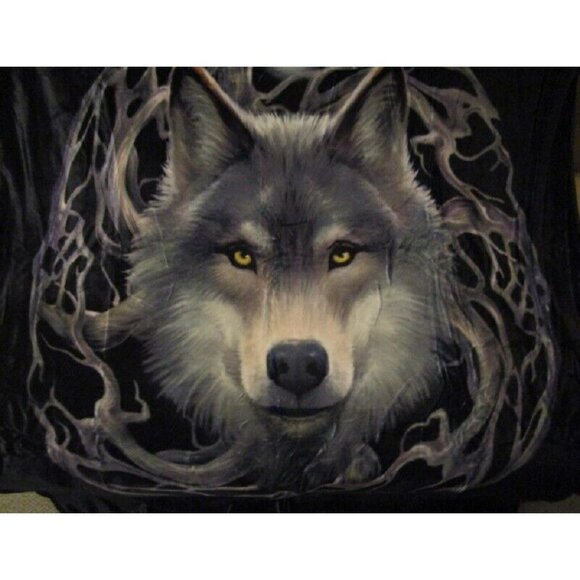 New Night Forest Wolf Plush Throw Gift Blanket Sherpa Art Anne Stokes Wolves NIP - Picture 3 of 4